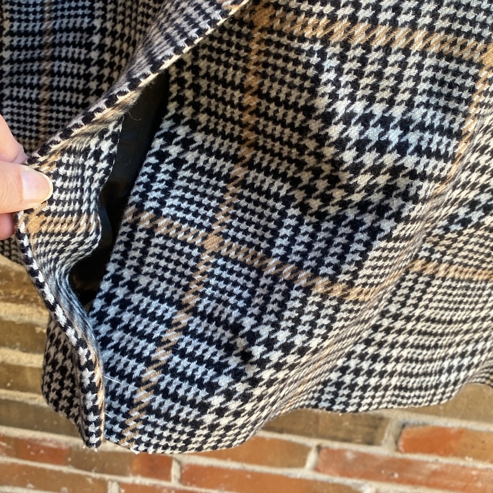 Pendleton Plaid 100% Merino Wool Coat with Lambskin Leather Trim Size 18 - Picture 12 of 16